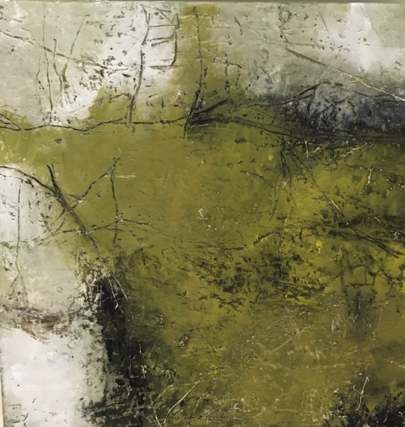abstract painting once in the woods in green
