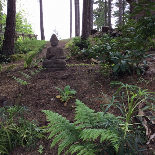 buddha in japanese style garden