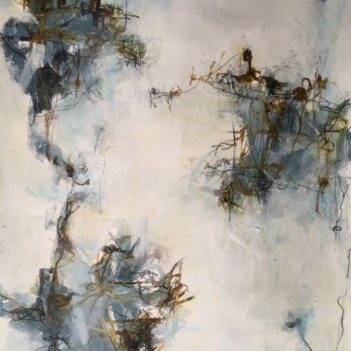abstract painting on paper by Carole Leslie