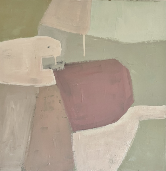 abstract painting for sale in pinks and gray to inspire calm in your home design and decor