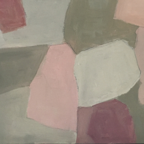 large abstract painting in pinks and gray to inspire calm and tranquility