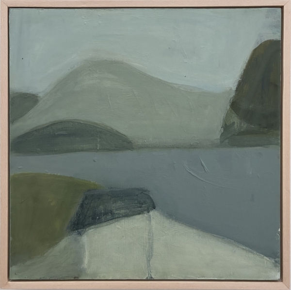 original art by Carole Leslie with calming shades of blue and green to inspire feelings of peace