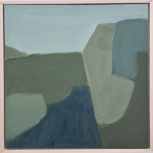 original art by Carole Leslie inmuted shades of calming blues and greens to give the feeling of harmony and peace