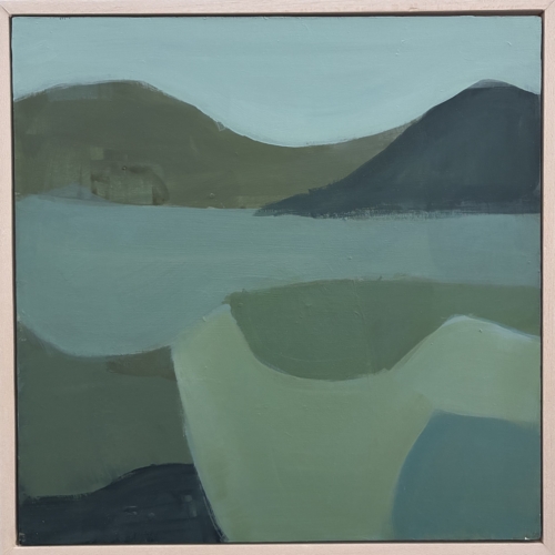 original abstract art of mountains and water with a quiet feeling of stillness