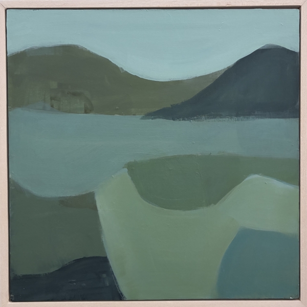 original abstract art of mountains and water with a quiet feeling of stillness